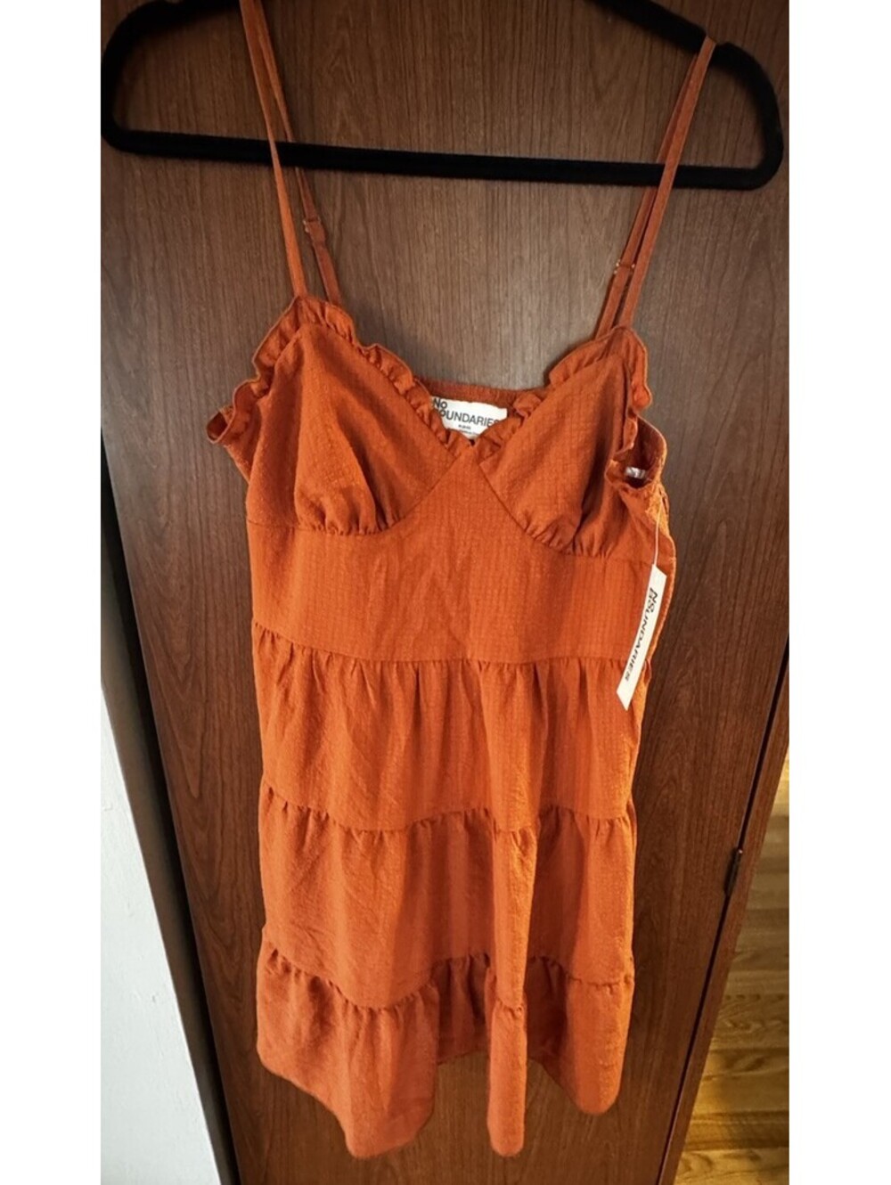 No Boundaries Bustier Mini Dress M 8-10 Rust Tiered Cami NWT Lined